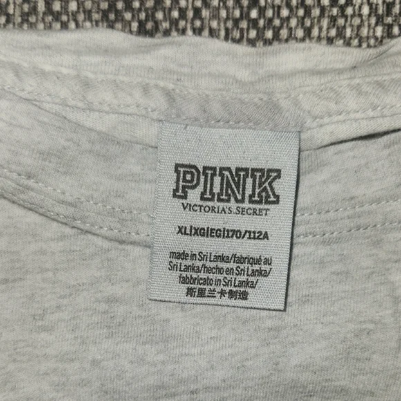 PINK Victoria's Secret Long Sleeve Tee - Gray with Gold Accents - Picture 4 of 5